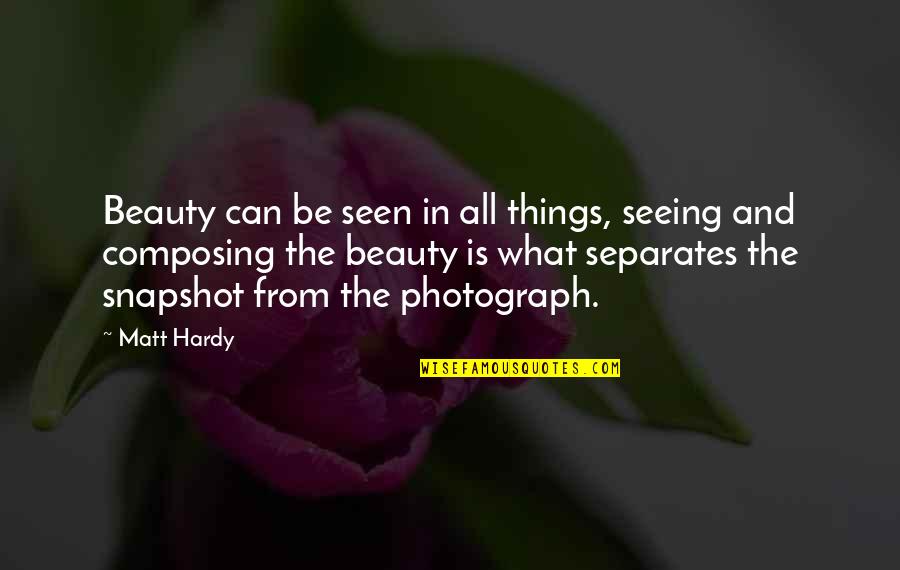 Photography And Beauty Quotes By Matt Hardy: Beauty can be seen in all things, seeing