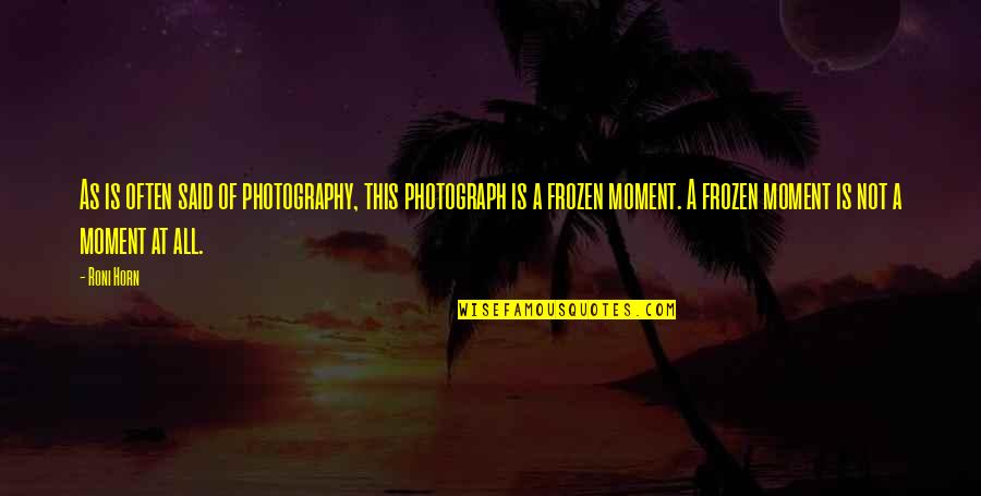 Photography And Moments Quotes By Roni Horn: As is often said of photography, this photograph