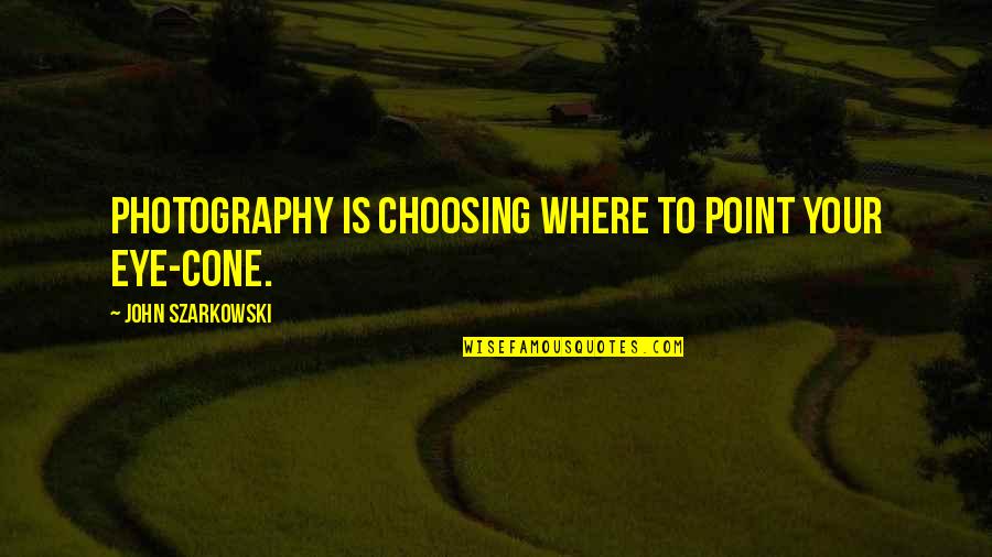 Photography Quotes By John Szarkowski: Photography is choosing where to point your eye-cone.