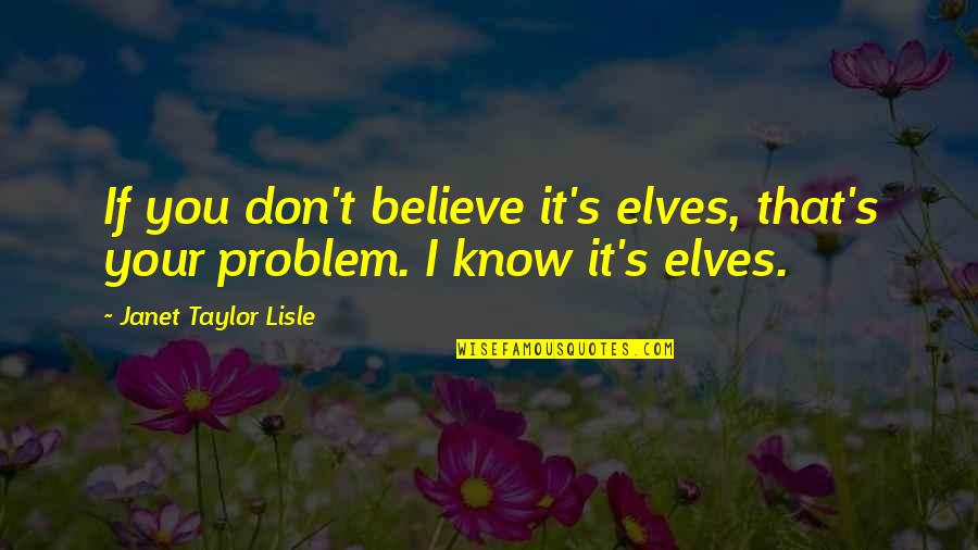 Photoshoot Quotes By Janet Taylor Lisle: If you don't believe it's elves, that's your