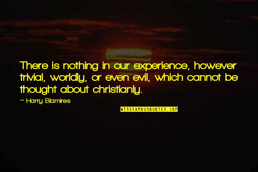 Photosphere Quotes By Harry Blamires: There is nothing in our experience, however trivial,