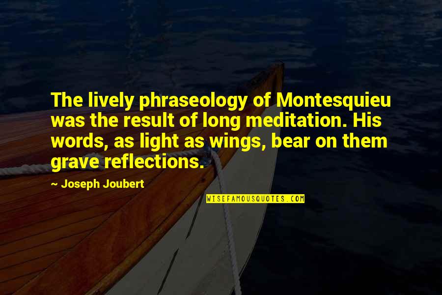 Phraseology Quotes By Joseph Joubert: The lively phraseology of Montesquieu was the result