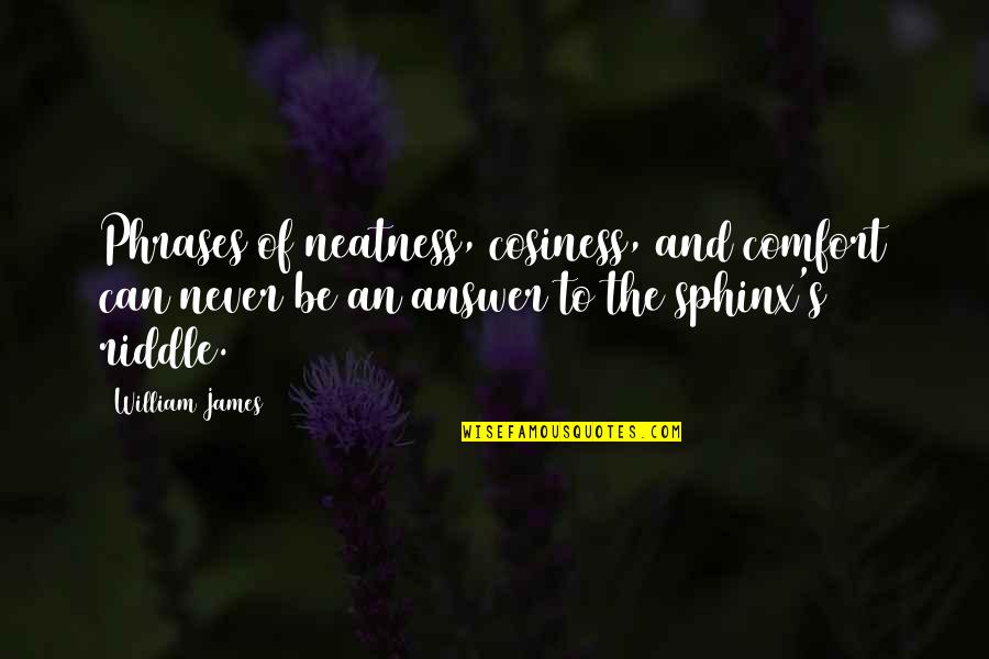 Phrases And Quotes By William James: Phrases of neatness, cosiness, and comfort can never