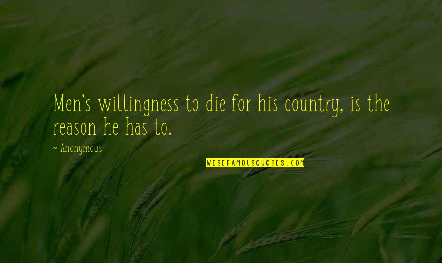 Phuong Cali Quotes By Anonymous: Men's willingness to die for his country, is