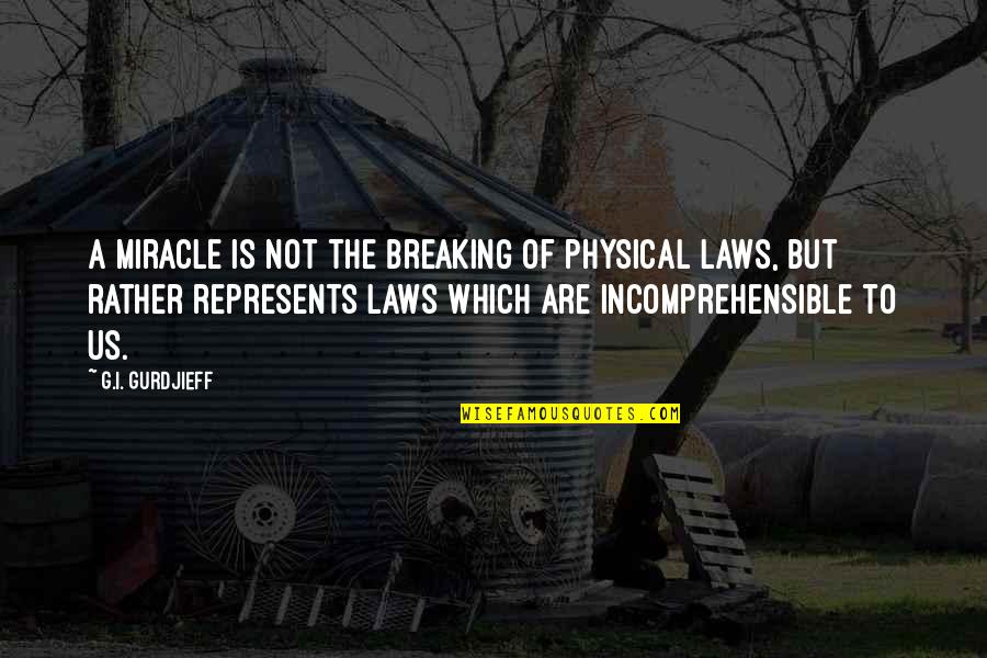 Physical Laws Quotes By G.I. Gurdjieff: A miracle is not the breaking of physical Physical Laws Quotes By G.I. Gurdjieff: A miracle is not the breaking of physical