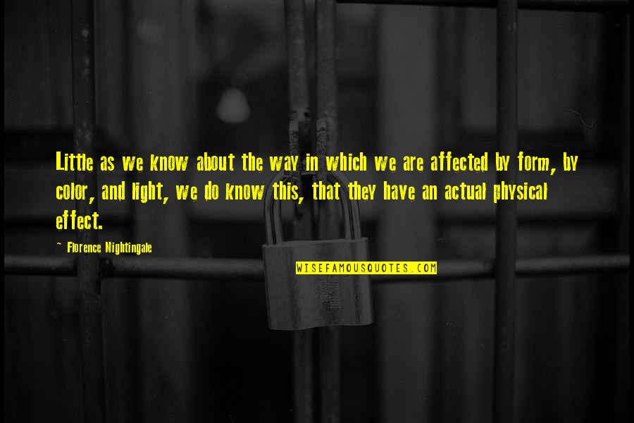 Physical Quotes By Florence Nightingale: Little as we know about the way in