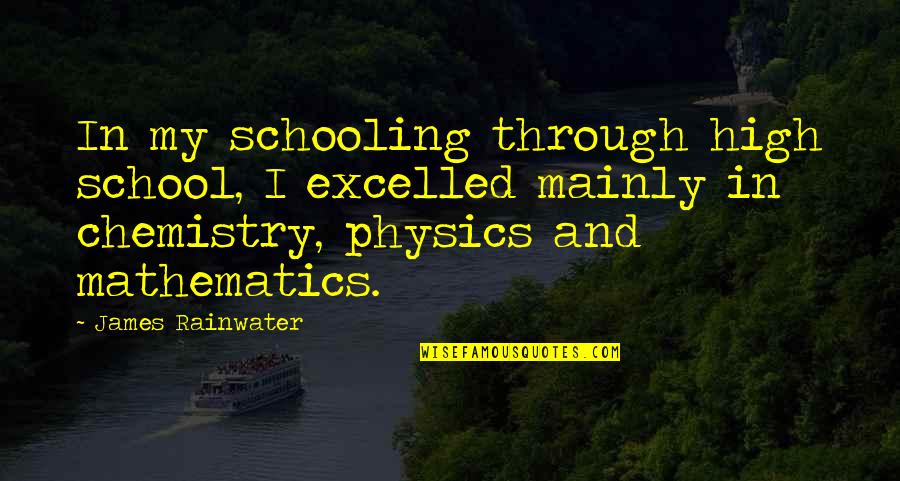 Physics And Chemistry Quotes By James Rainwater: In my schooling through high school, I excelled