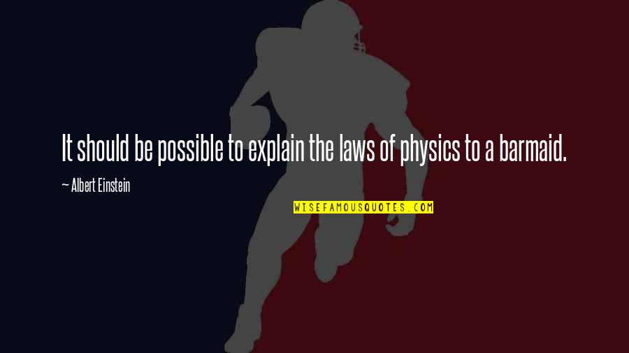 Physics Einstein Quotes By Albert Einstein: It should be possible to explain the laws