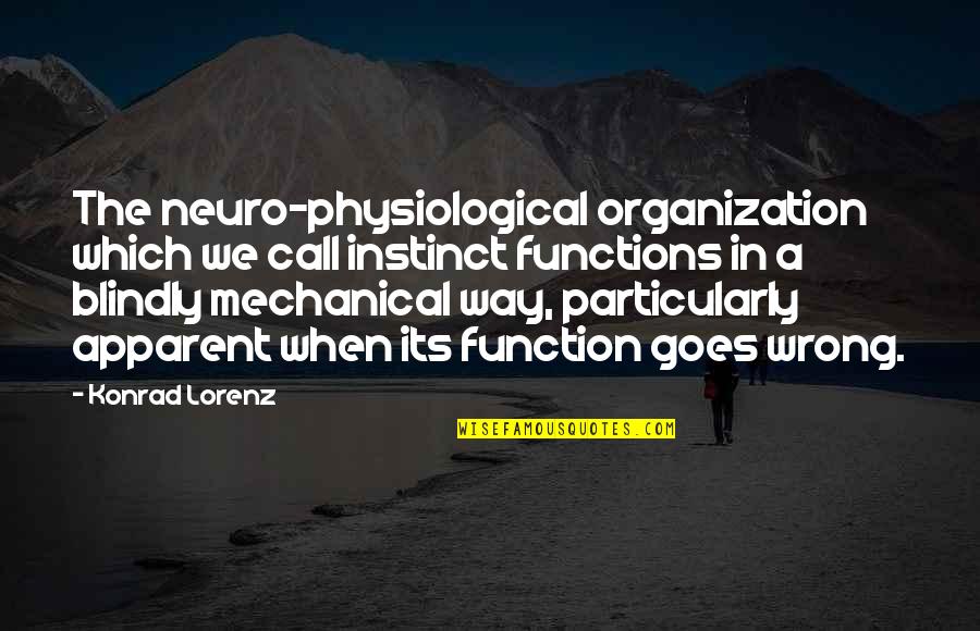 Physiological Quotes By Konrad Lorenz: The neuro-physiological organization which we call instinct functions