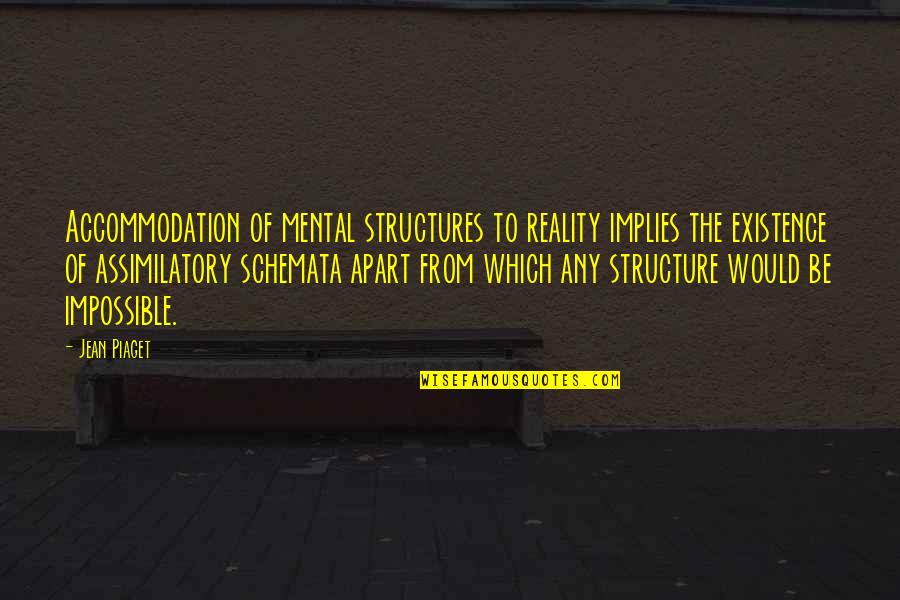 Piaget's Quotes By Jean Piaget: Accommodation of mental structures to reality implies the