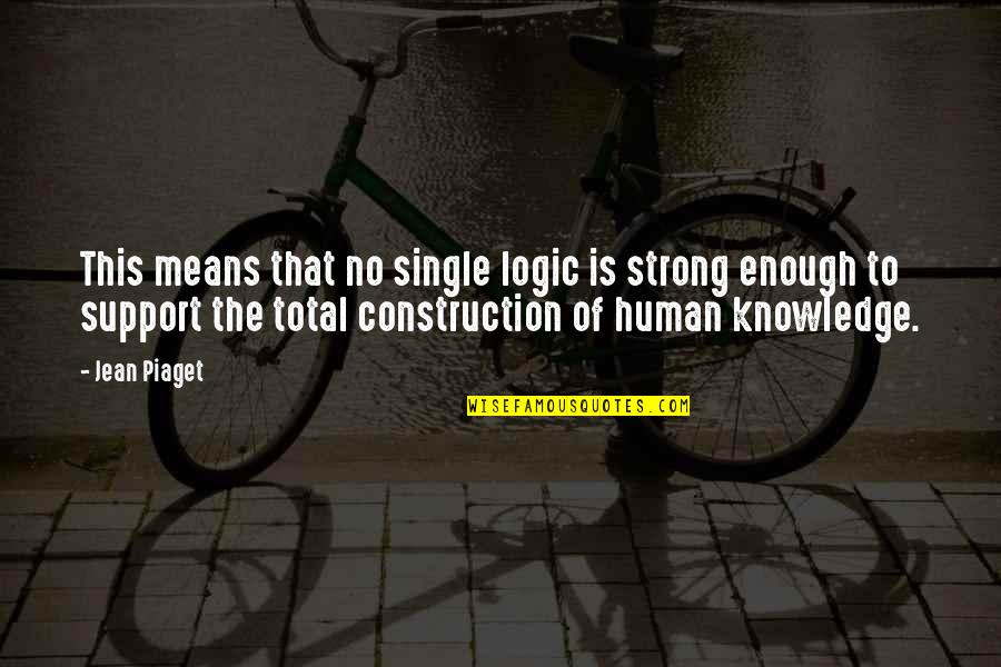 Piaget's Quotes By Jean Piaget: This means that no single logic is strong