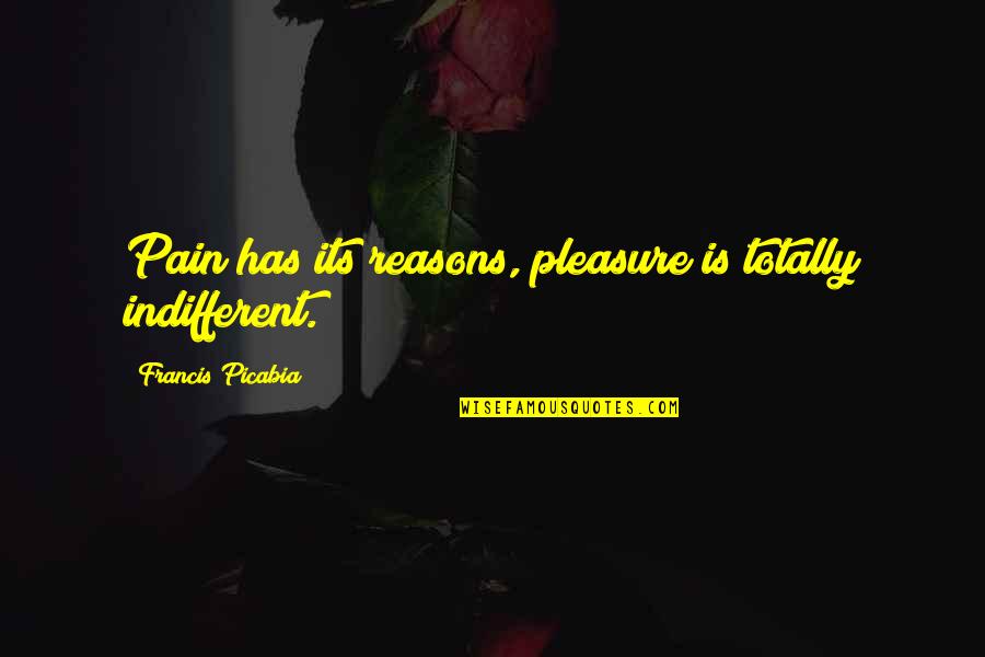 Picabia Quotes By Francis Picabia: Pain has its reasons, pleasure is totally indifferent.