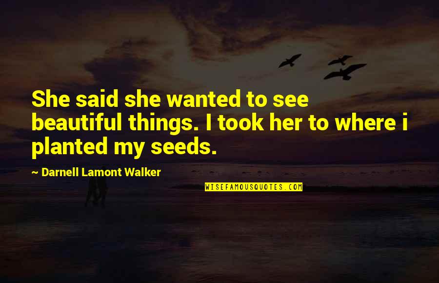 Picciano Gagnes Nine Quotes By Darnell Lamont Walker: She said she wanted to see beautiful things. Picciano Gagnes Nine Quotes By Darnell Lamont Walker: She said she wanted to see beautiful things.