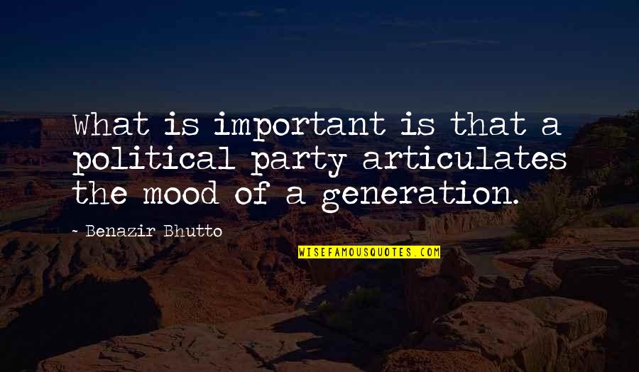 Picec Of Paper Quotes By Benazir Bhutto: What is important is that a political party