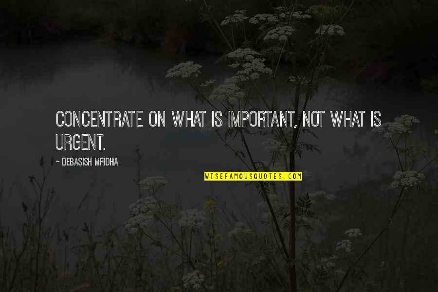 Pichon Riviere Quotes By Debasish Mridha: Concentrate on what is important, not what is Pichon Riviere Quotes By Debasish Mridha: Concentrate on what is important, not what is