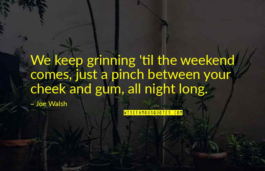 Pick Your Battles Wisely Quote Quotes By Joe Walsh: We keep grinning 'til the weekend comes, just Pick Your Battles Wisely Quote Quotes By Joe Walsh: We keep grinning 'til the weekend comes, just
