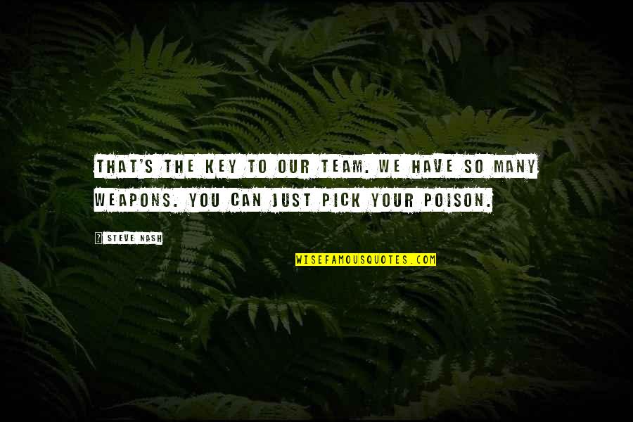 Pick Your Poison Quotes By Steve Nash: That's the key to our team. We have