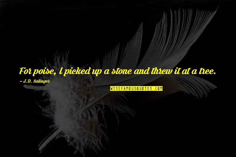 Picked Quotes By J.D. Salinger: For poise, I picked up a stone and