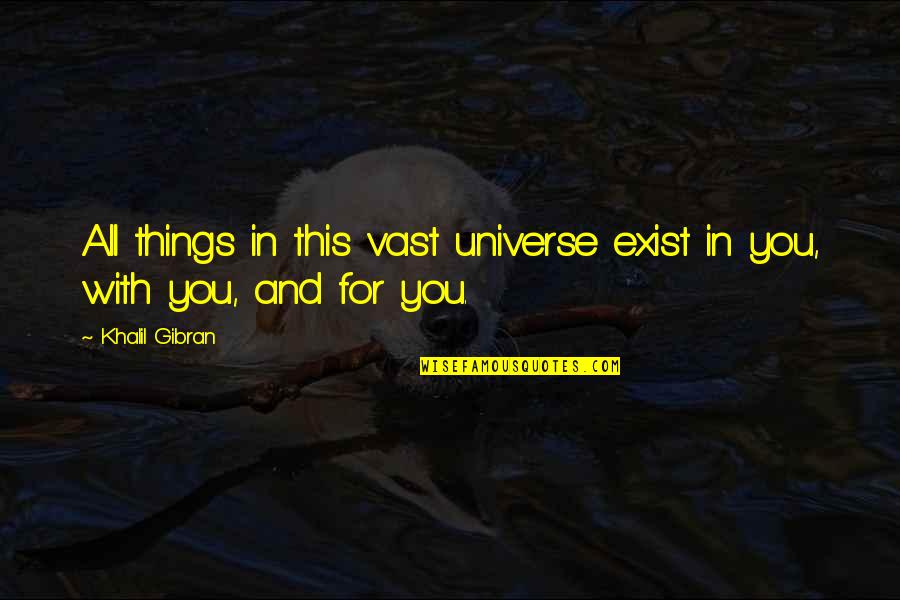 Pickiest Synonyms Quotes By Khalil Gibran: All things in this vast universe exist in