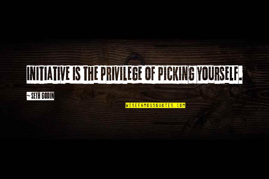 Picking Up Yourself Quotes By Seth Godin: Initiative is the privilege of picking yourself.