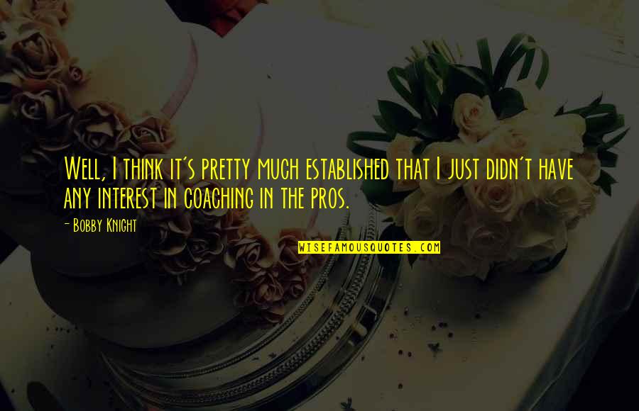 Piconi Marchigiani Quotes By Bobby Knight: Well, I think it's pretty much established that Piconi Marchigiani Quotes By Bobby Knight: Well, I think it's pretty much established that