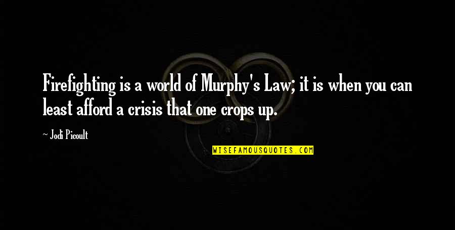 Picoult's Quotes By Jodi Picoult: Firefighting is a world of Murphy's Law; it