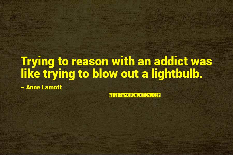 Pictural Removal Of Refrigerator Quotes By Anne Lamott: Trying to reason with an addict was like