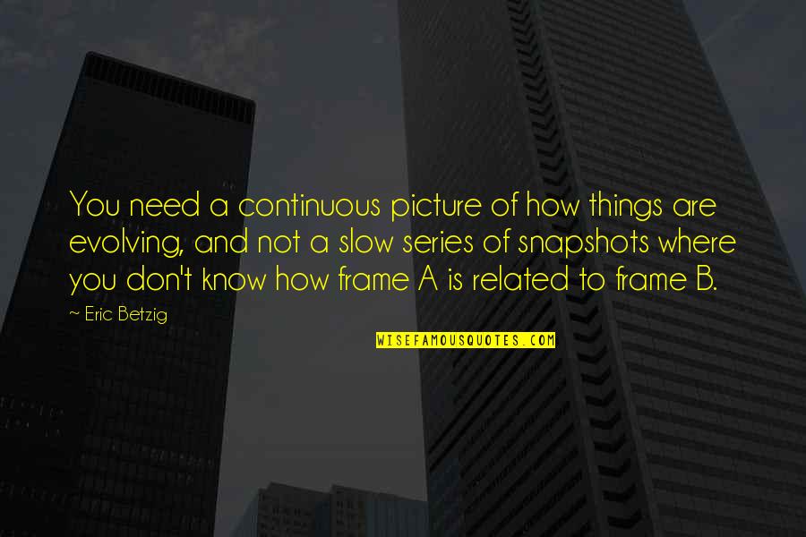 Picture In A Frame Quotes By Eric Betzig: You need a continuous picture of how things