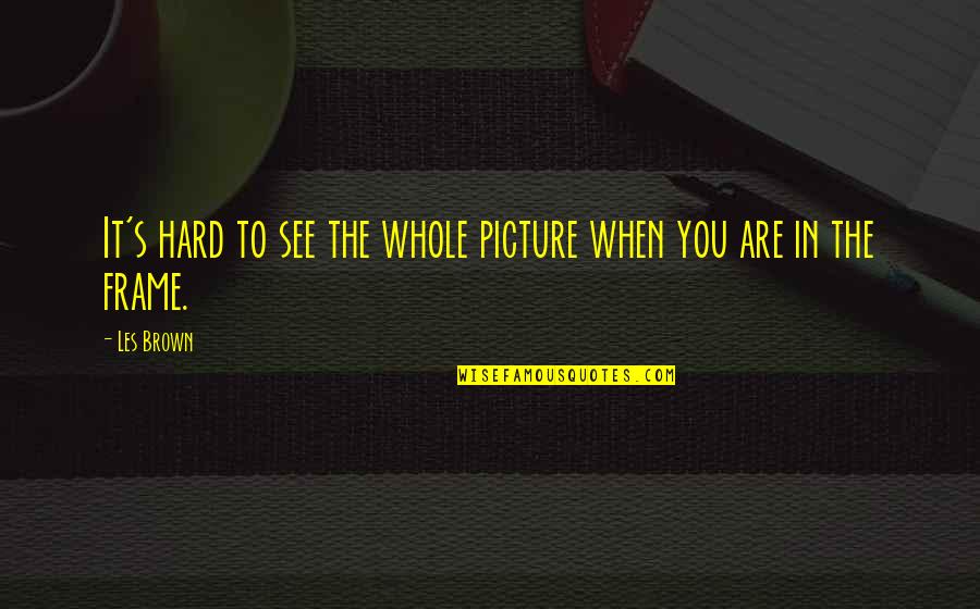 Picture In A Frame Quotes By Les Brown: It's hard to see the whole picture when