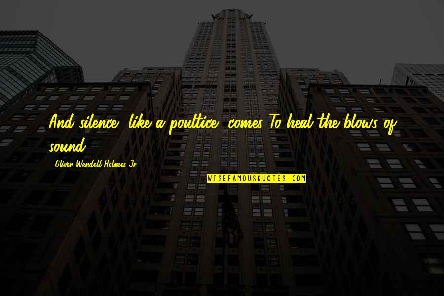 Pictures In Black And White Quotes By Oliver Wendell Holmes Jr.: And silence, like a poultice, comes To heal