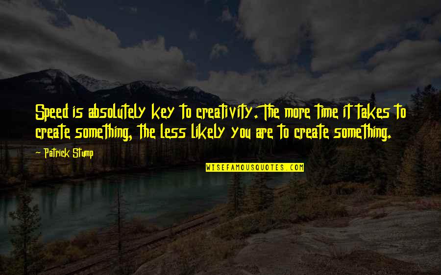 Picturesque Description Quotes By Patrick Stump: Speed is absolutely key to creativity. The more