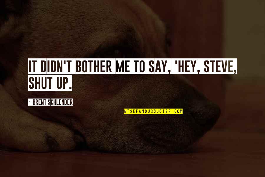 Piddledicking Quotes By Brent Schlender: it didn't bother me to say, 'Hey, Steve, Piddledicking Quotes By Brent Schlender: it didn't bother me to say, 'Hey, Steve,