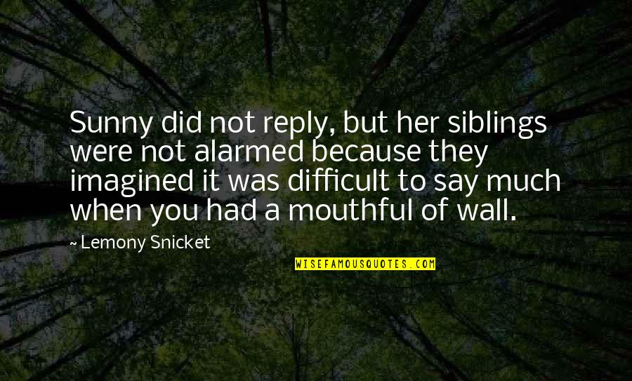 Piddock Stones Quotes By Lemony Snicket: Sunny did not reply, but her siblings were Piddock Stones Quotes By Lemony Snicket: Sunny did not reply, but her siblings were