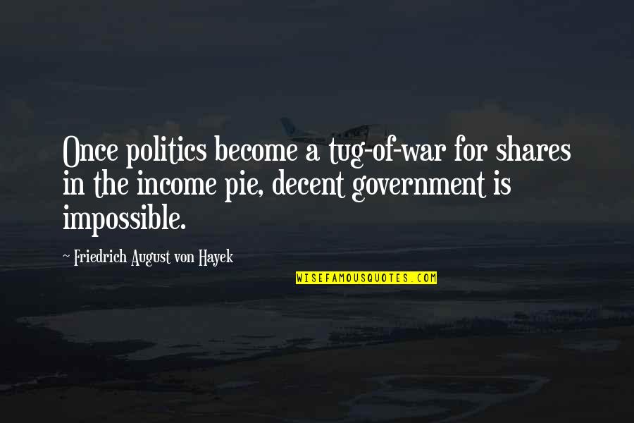 Pie Quotes By Friedrich August Von Hayek: Once politics become a tug-of-war for shares in