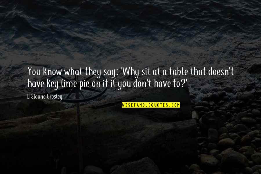 Pie Quotes By Sloane Crosley: You know what they say: 'Why sit at