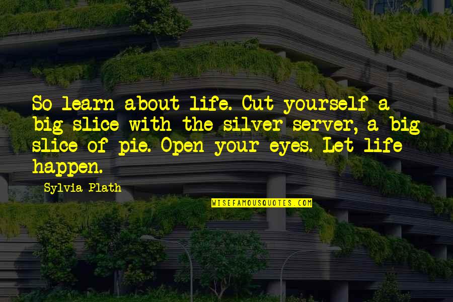 Pie Slice Quotes By Sylvia Plath: So learn about life. Cut yourself a big