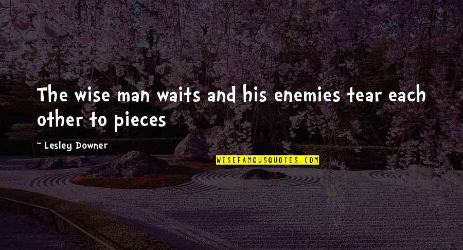 Pieces And Pieces Quotes By Lesley Downer: The wise man waits and his enemies tear Pieces And Pieces Quotes By Lesley Downer: The wise man waits and his enemies tear