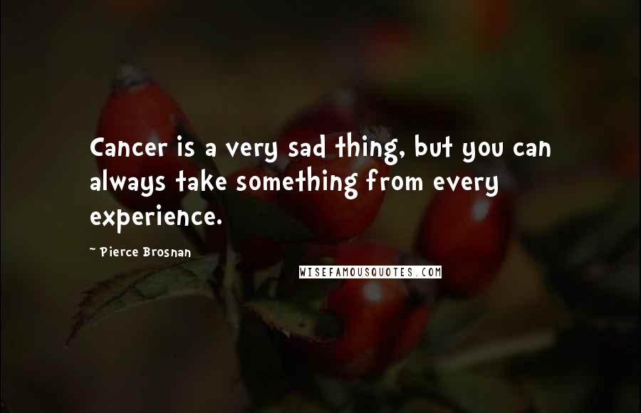 Pierce Brosnan quotes: Cancer is a very sad thing, but you can always take something from every experience.