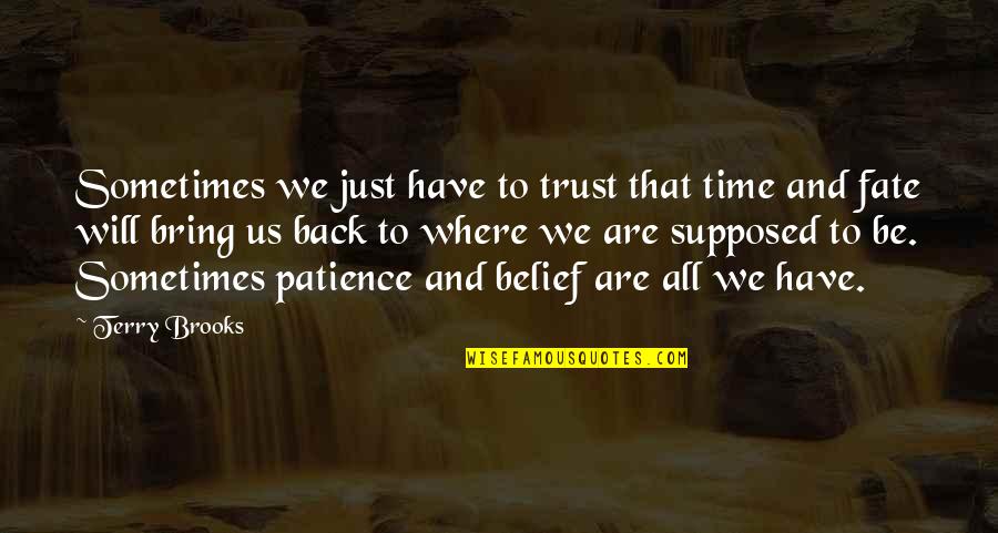 Pierce The Veil Jaime Preciado Quotes By Terry Brooks: Sometimes we just have to trust that time