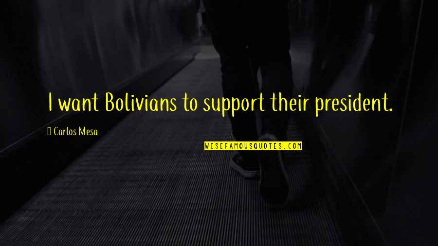 Piercing Gaze Quotes By Carlos Mesa: I want Bolivians to support their president.