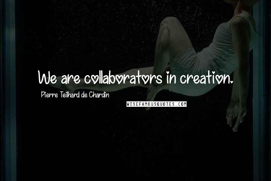 Pierre Teilhard De Chardin quotes: We are collaborators in creation.