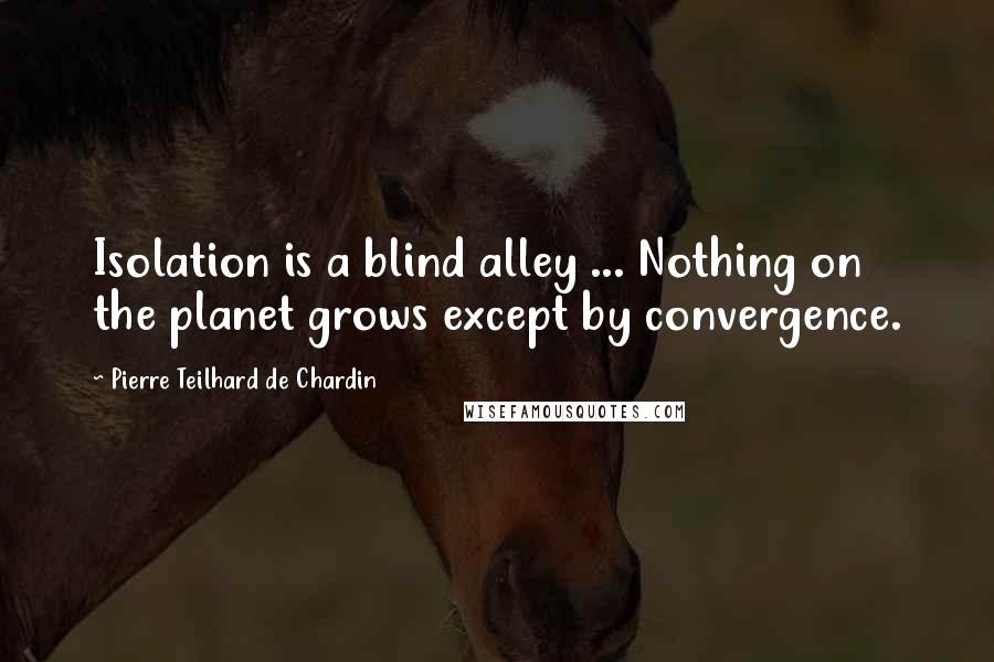 Pierre Teilhard De Chardin quotes: Isolation is a blind alley ... Nothing on the planet grows except by convergence.