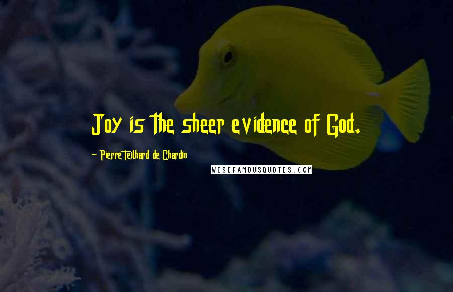 Pierre Teilhard De Chardin quotes: Joy is the sheer evidence of God.