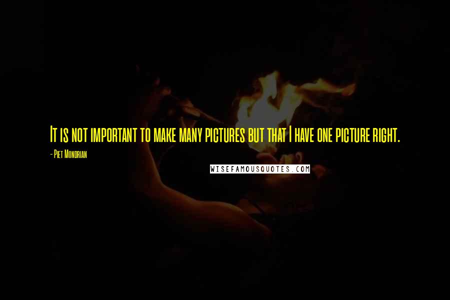 Piet Mondrian quotes: It is not important to make many pictures but that I have one picture right.