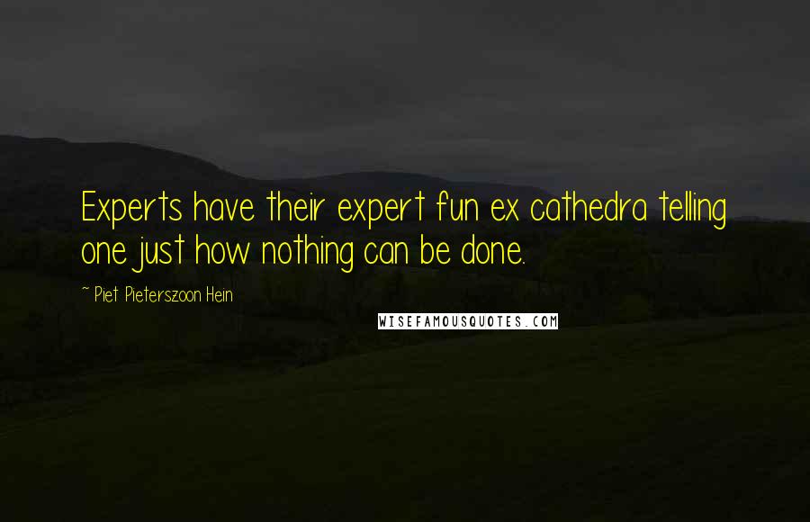 Piet Pieterszoon Hein quotes: Experts have their expert fun ex cathedra telling one just how nothing can be done.