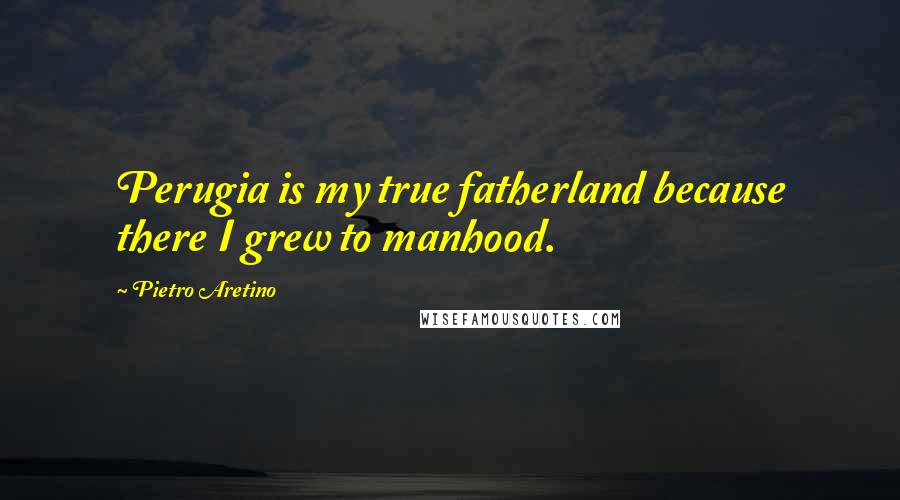 Pietro Aretino quotes: Perugia is my true fatherland because there I grew to manhood.