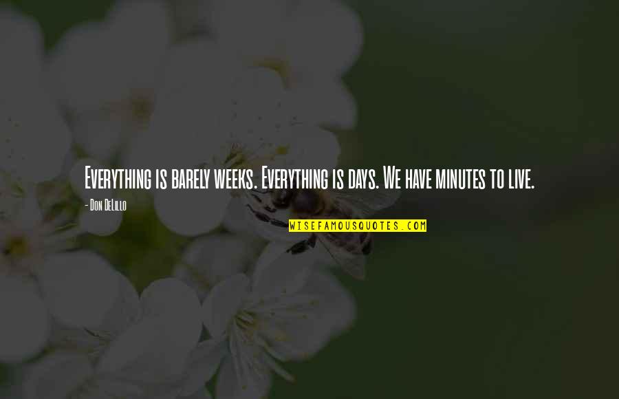 Piette Lumber Quotes By Don DeLillo: Everything is barely weeks. Everything is days. We
