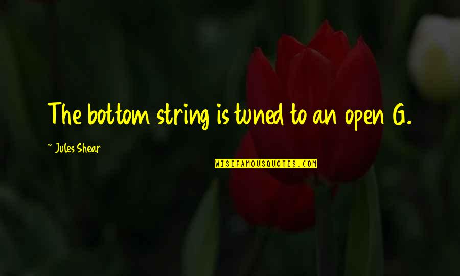 Pigeon Toady Quotes By Jules Shear: The bottom string is tuned to an open Pigeon Toady Quotes By Jules Shear: The bottom string is tuned to an open