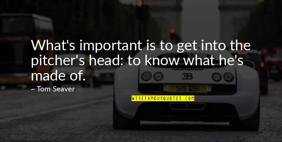 Piggles Quotes By Tom Seaver: What's important is to get into the pitcher's