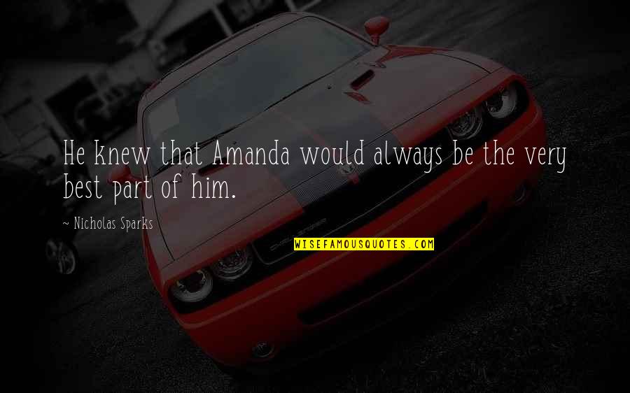 Piggos Quotes By Nicholas Sparks: He knew that Amanda would always be the Piggos Quotes By Nicholas Sparks: He knew that Amanda would always be the